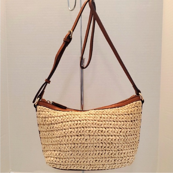 Mango Handbags - Mango Brown and Cream Woven Shoulder Bag